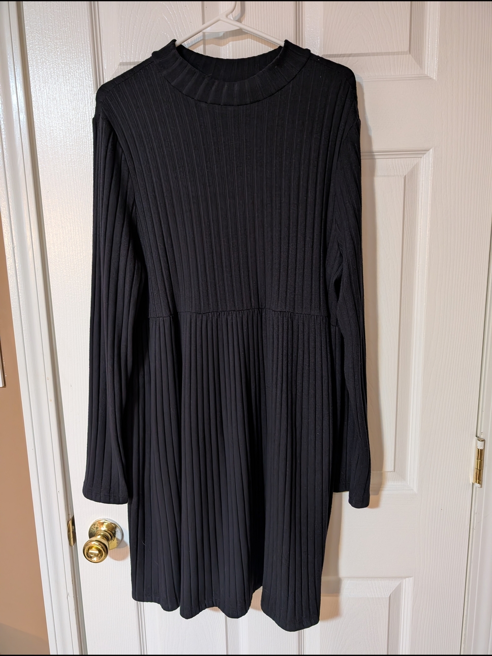 SO Black Ribbed Knit Long Sleeve Dress